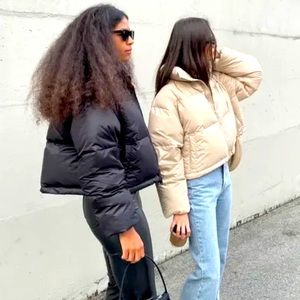 Black Cropped Puffer Jacket